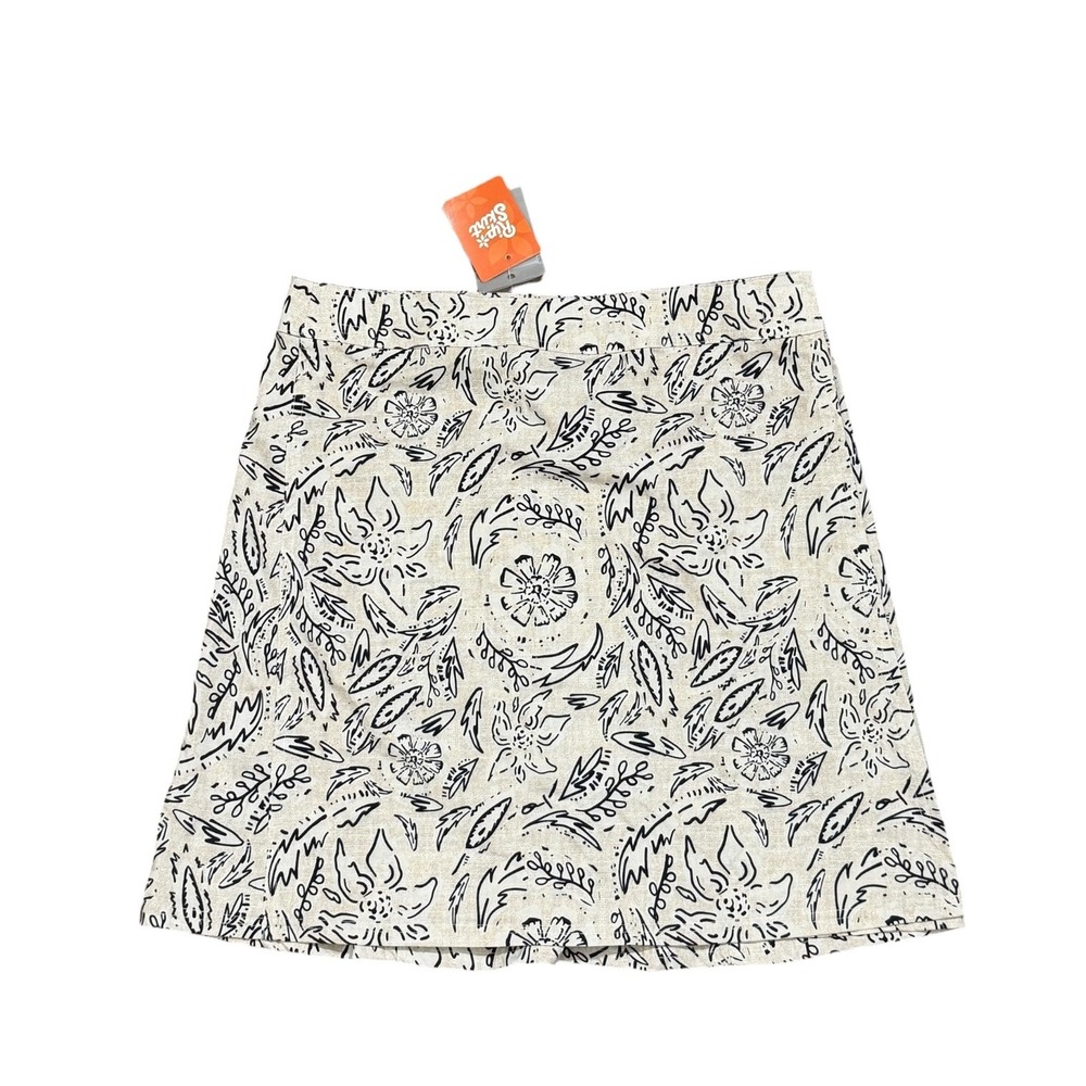 RipSkirt Hawaii Tropical Boho Swim Coverup Beige Floral Wrap Mini Skirt SZ M NEW